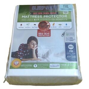 Premium White Mattress Protector TWIN Extra Long Sleep Safe Dorm Room Bed Bugs